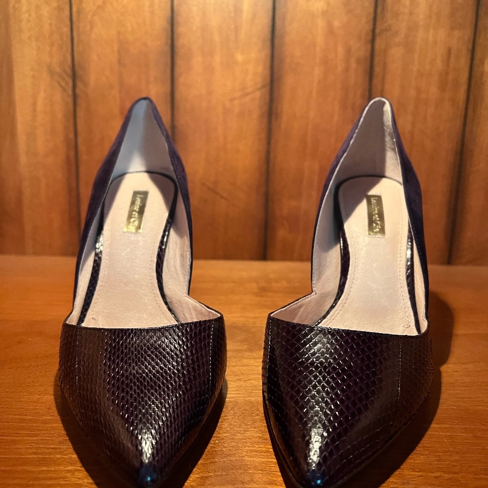 Louise et Cie heels size 9, plum color in amazon snake/kidsue